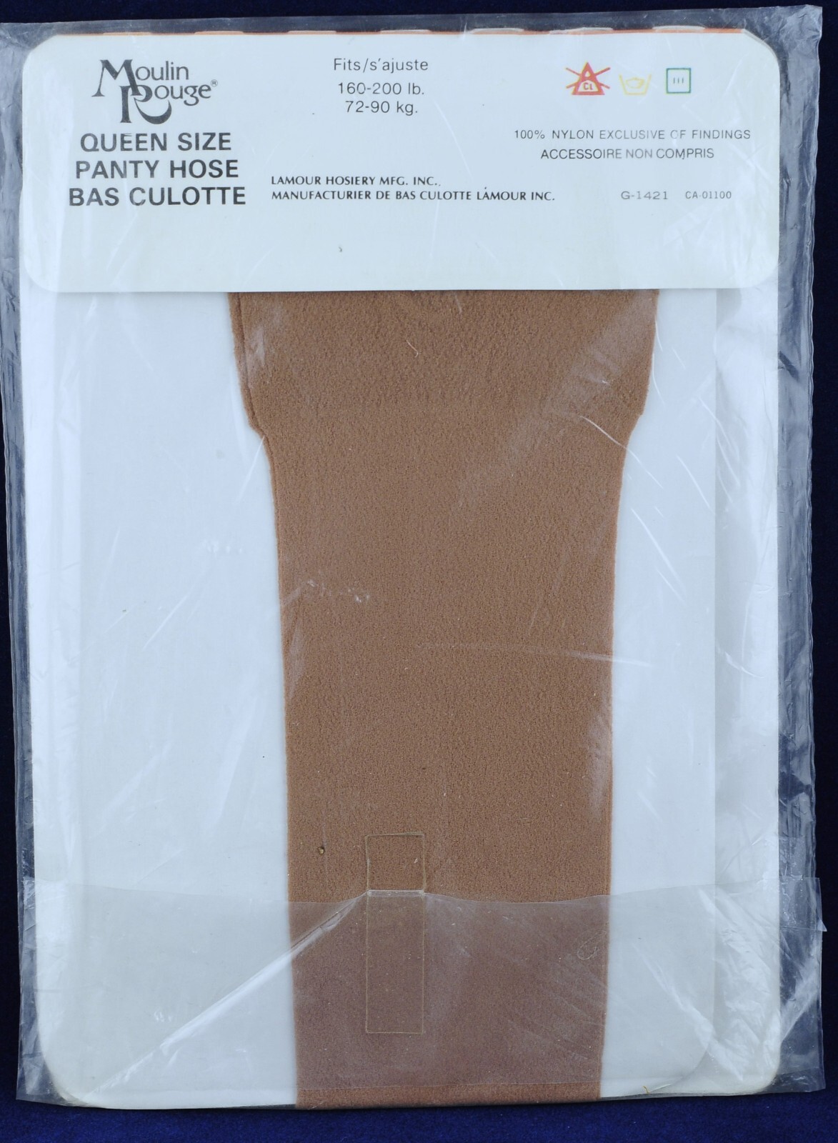 🌟Vintage Pantyhose w/MODEL Queen Size~Beige Color~Moulin Rouge Canada