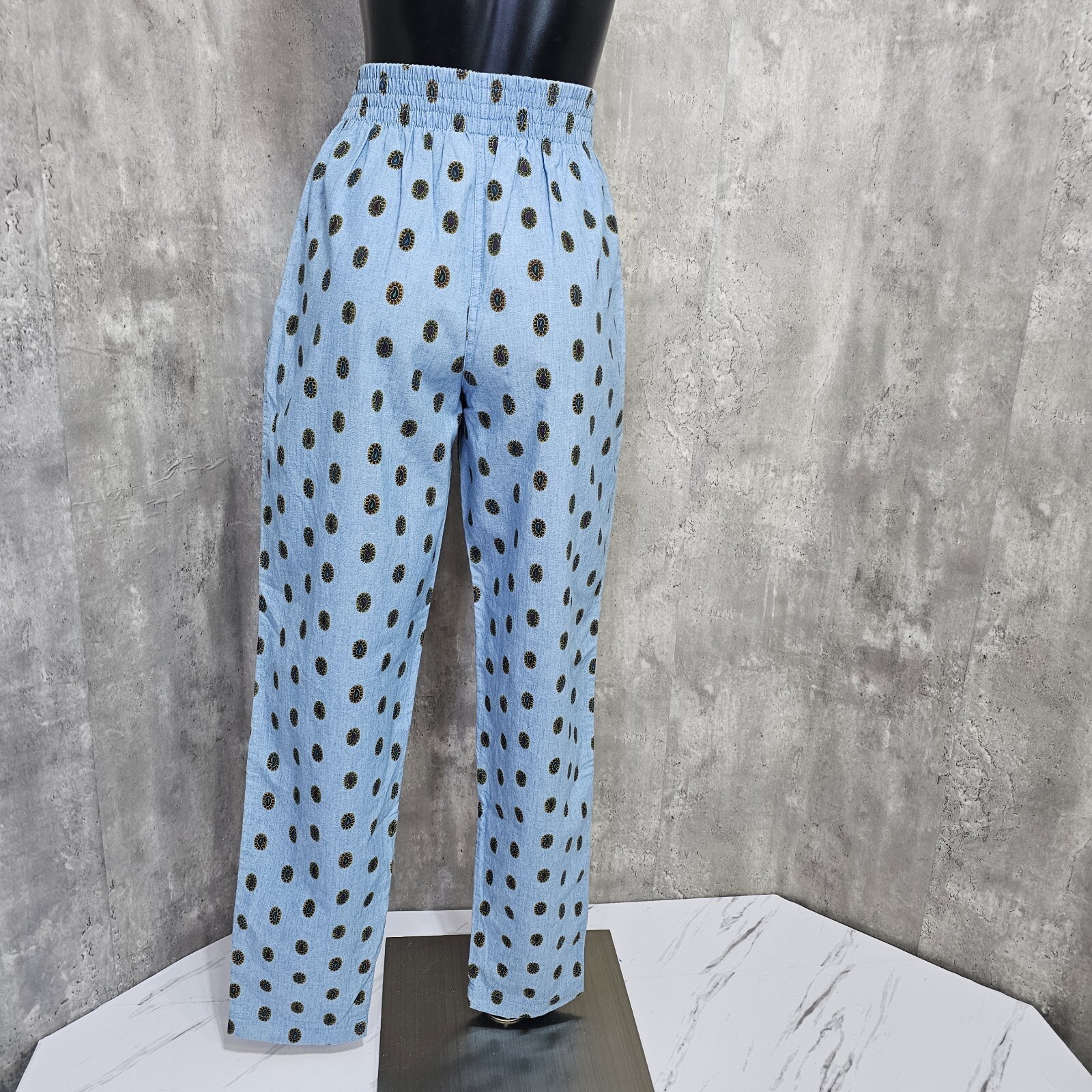Vintage 90s Chaus Sport Womens S Chambray High Waisted Slim Tapered Geo Pattern