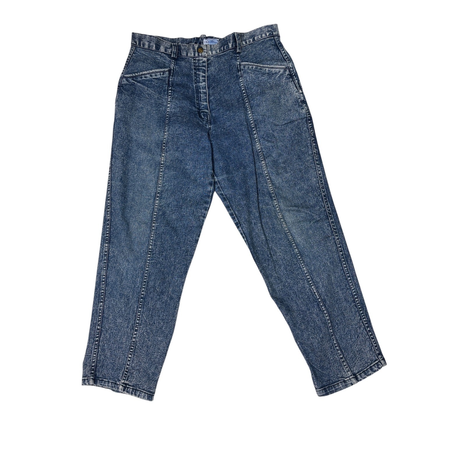Vintage 80s Carters Fully Fashion Acid Wash Denim Jeans Retro Style 34×27