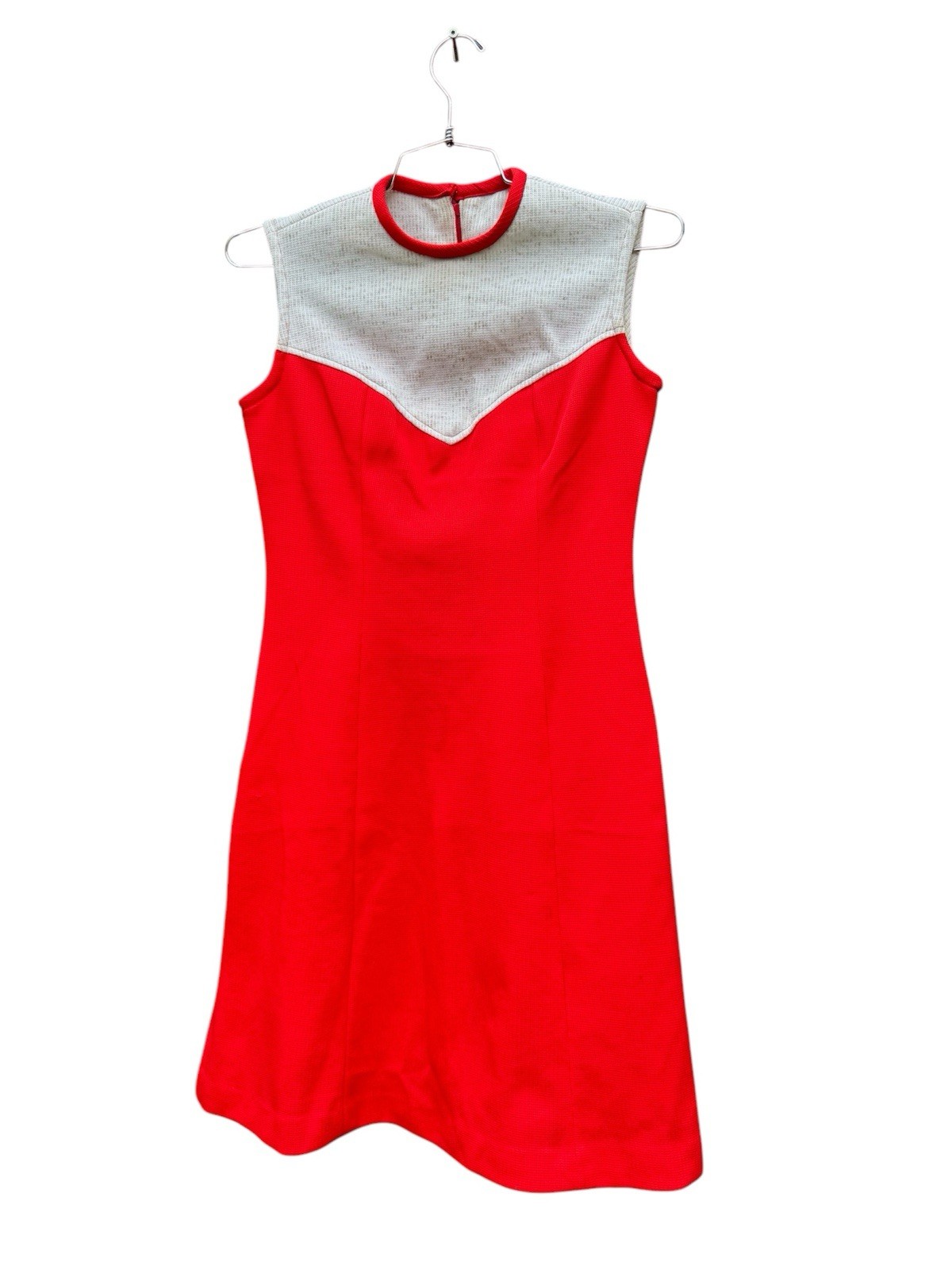 Vintage 60s 70s Montgomery Ward Red Dress Sleeveless Mod Retro Mad Men Hippie