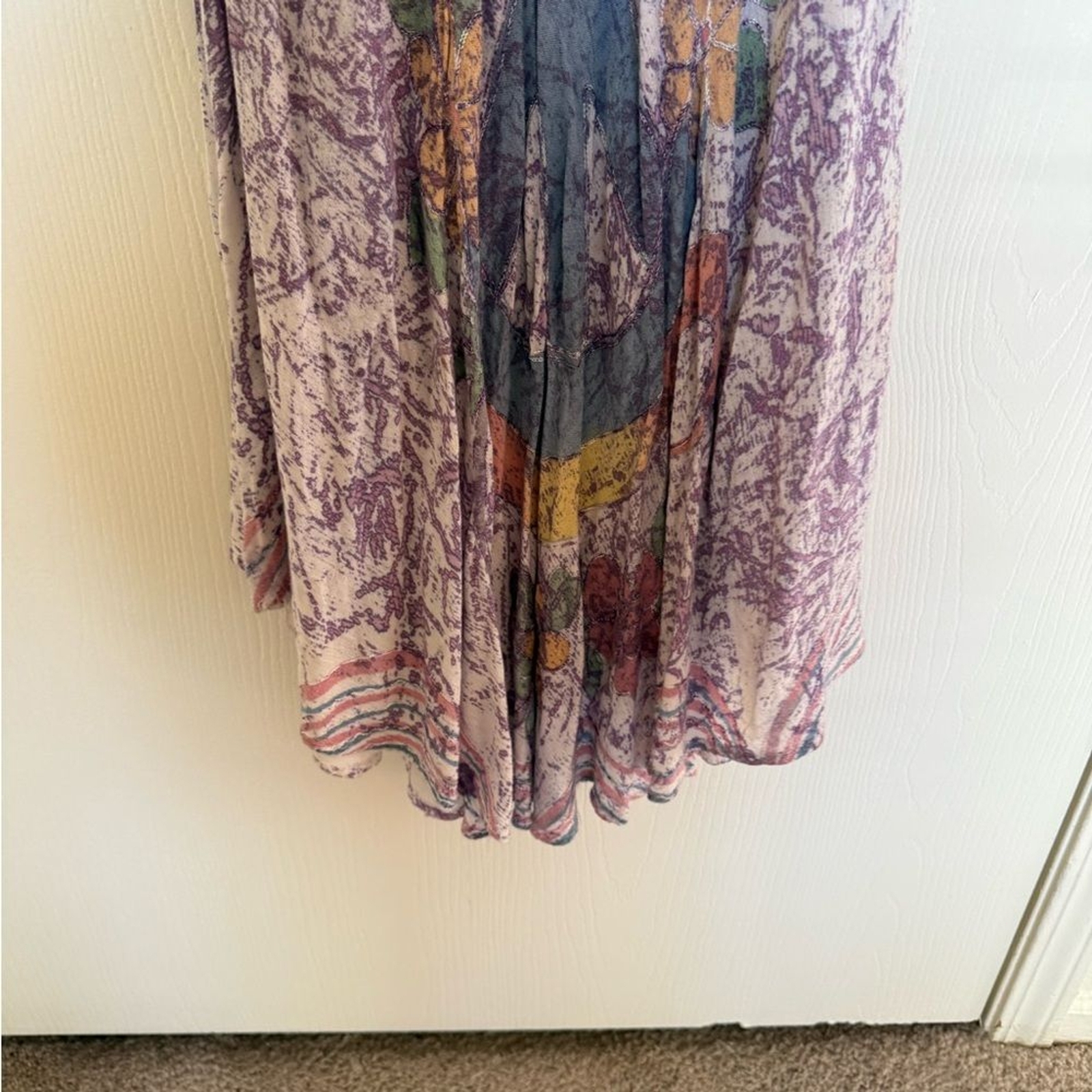 India Boutique Vintage Y2K Art to Wear Peace Sign Asymmetrical Midi Dress Large