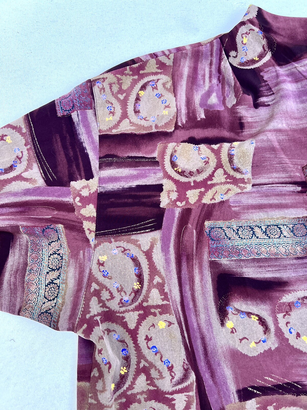 Christian Aujard 90s Vtg Paisley Cowl Blouse LS Pullover 86/90cm Japanese import