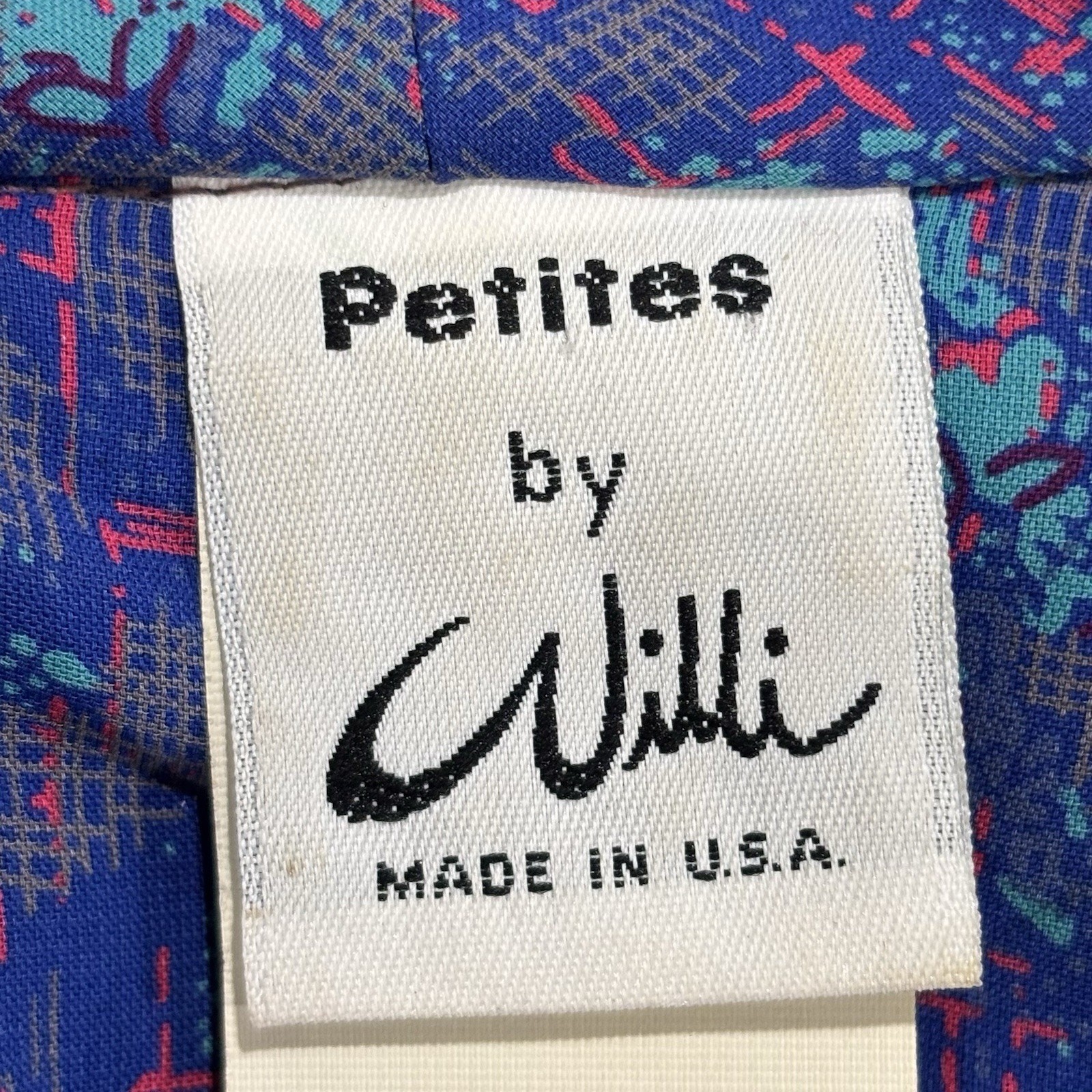 Vintage Willi Size M Blue Belted Midi Dress Brooch USA Secretary