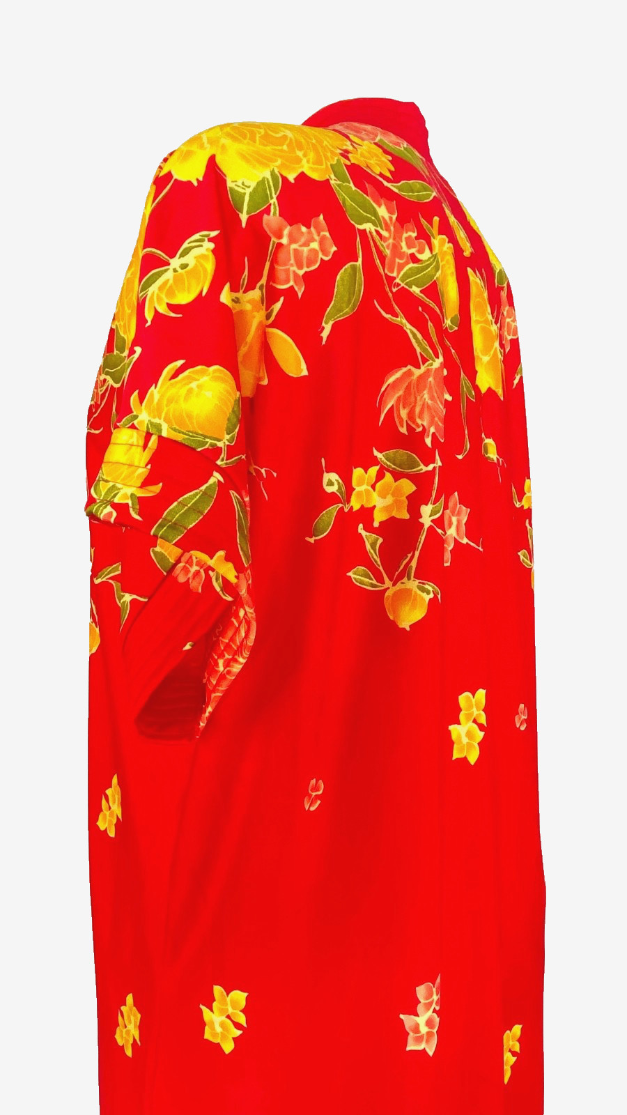 Vintage 1980s long pink yellow floral maxi dress XL lounge muumuu kaftan robe