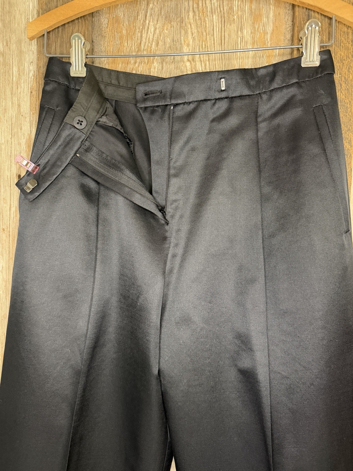 NWT $445 VTG Armani Collezioni Silk Wool Black Pleated Trouser Pants Raw Hem 4