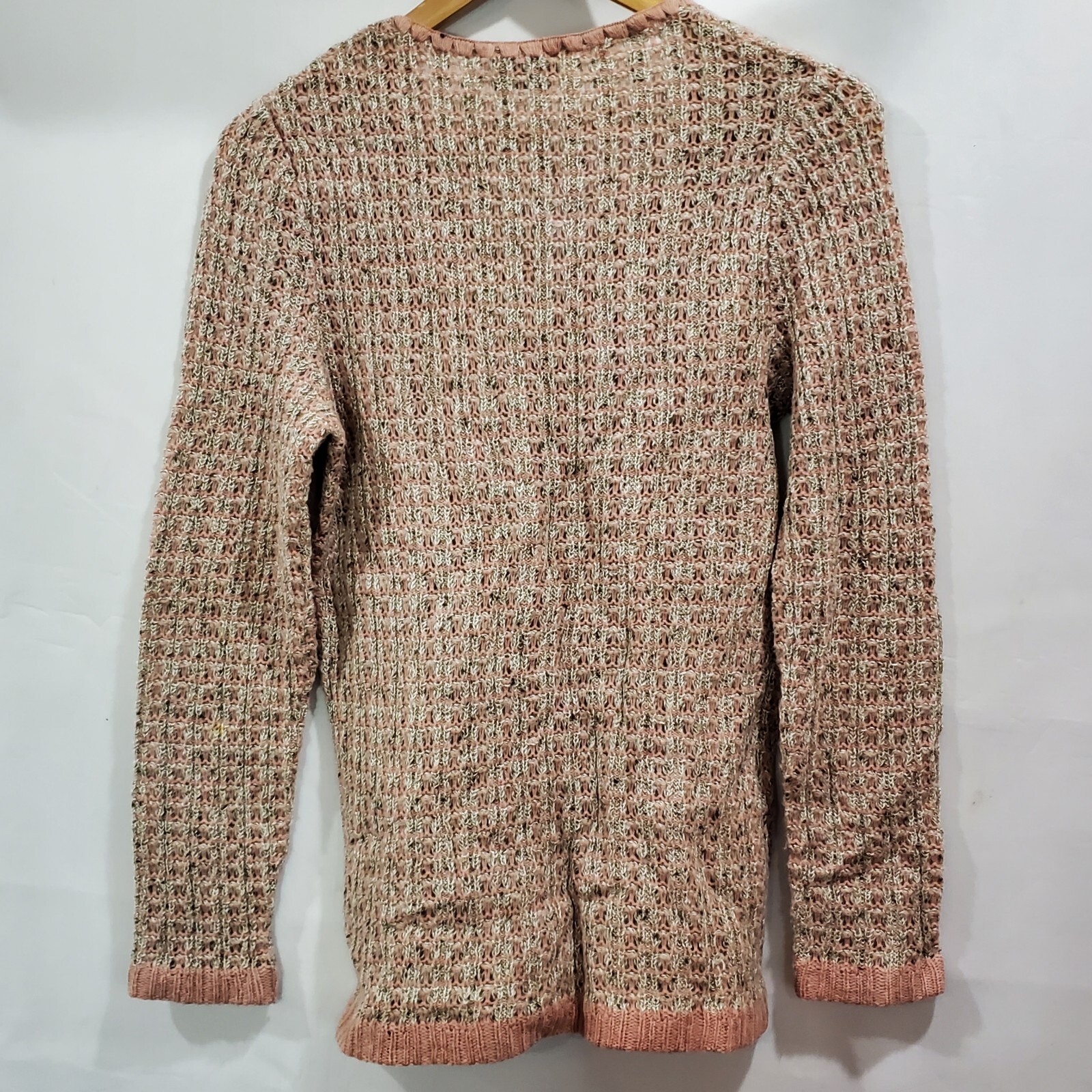 Vintage 70’s Dalton Pink White V-Neck Pullover Knit Sweater Size Small