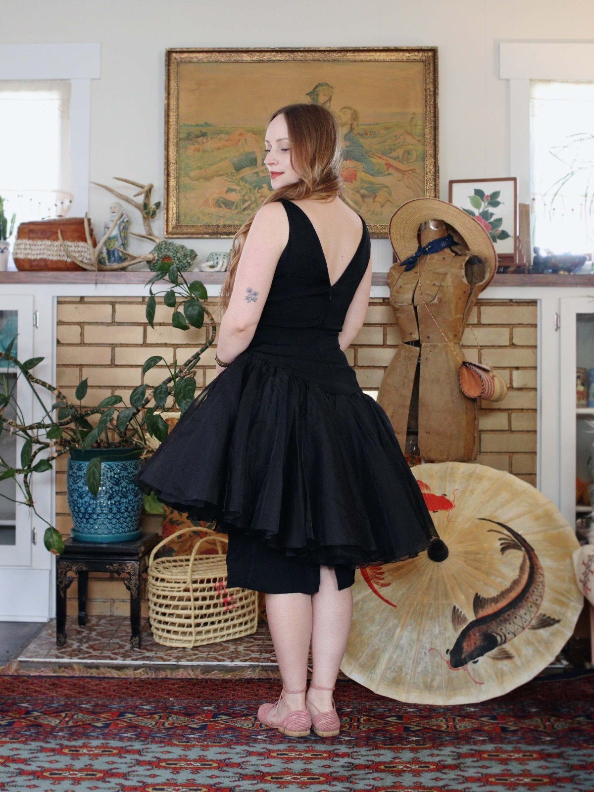 VTG 1950s 60s Mam’selle Ballet Tutu V Neck Cocktail Party Dress Betty Carol esk