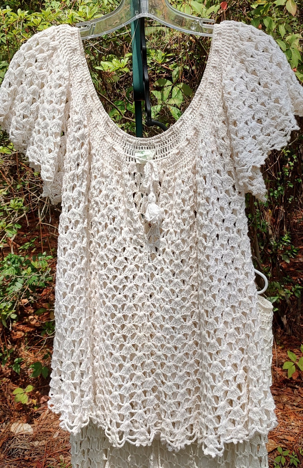 Vtg 1970’s-80’s „Perled” Brand, Philippines Crochet 2 Pc (M) Top/Skirt, Boho