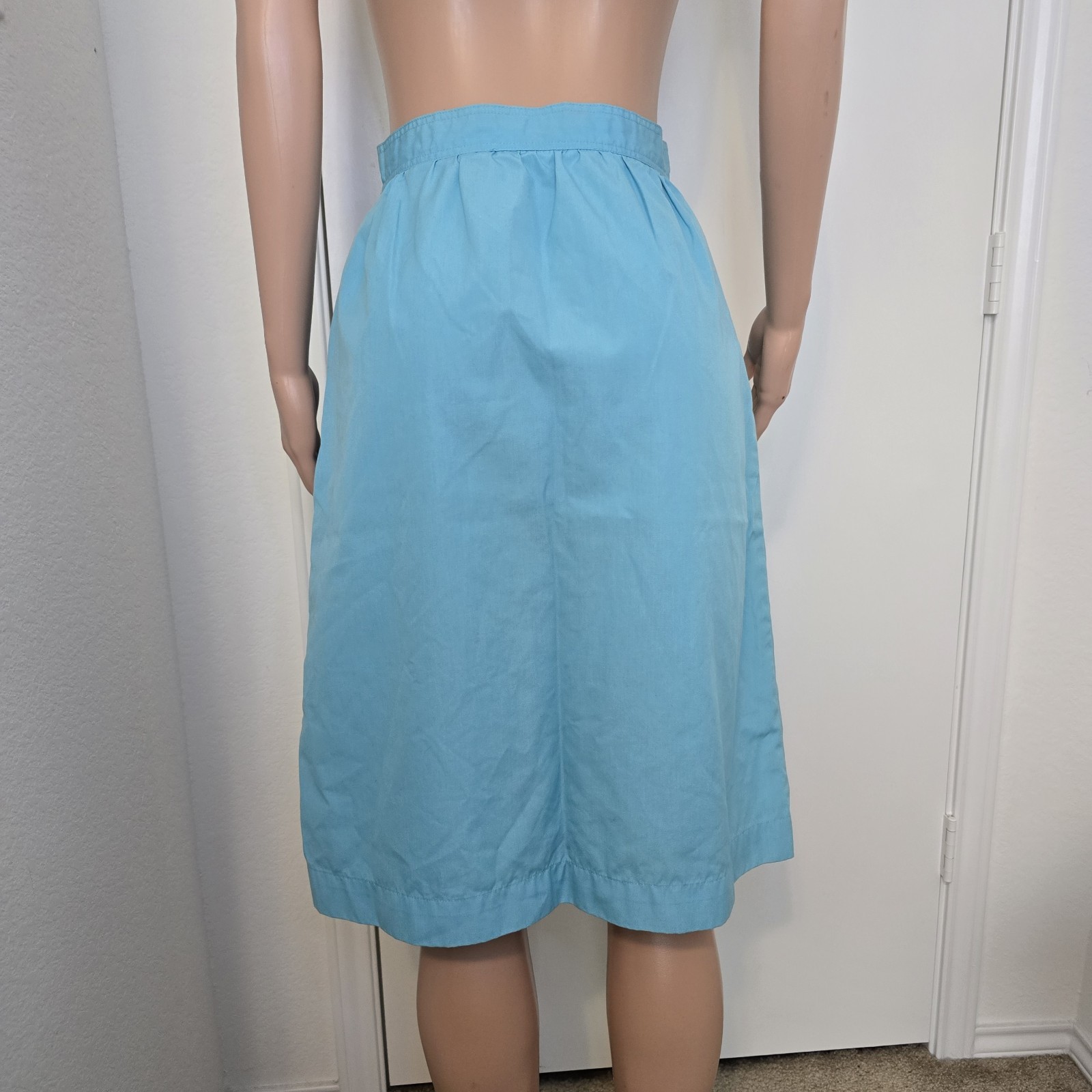 VTG Hunter’s Glen Pastel Blue Button Front A-line Skirt Sz 9/10 Retro Preppy Y2K