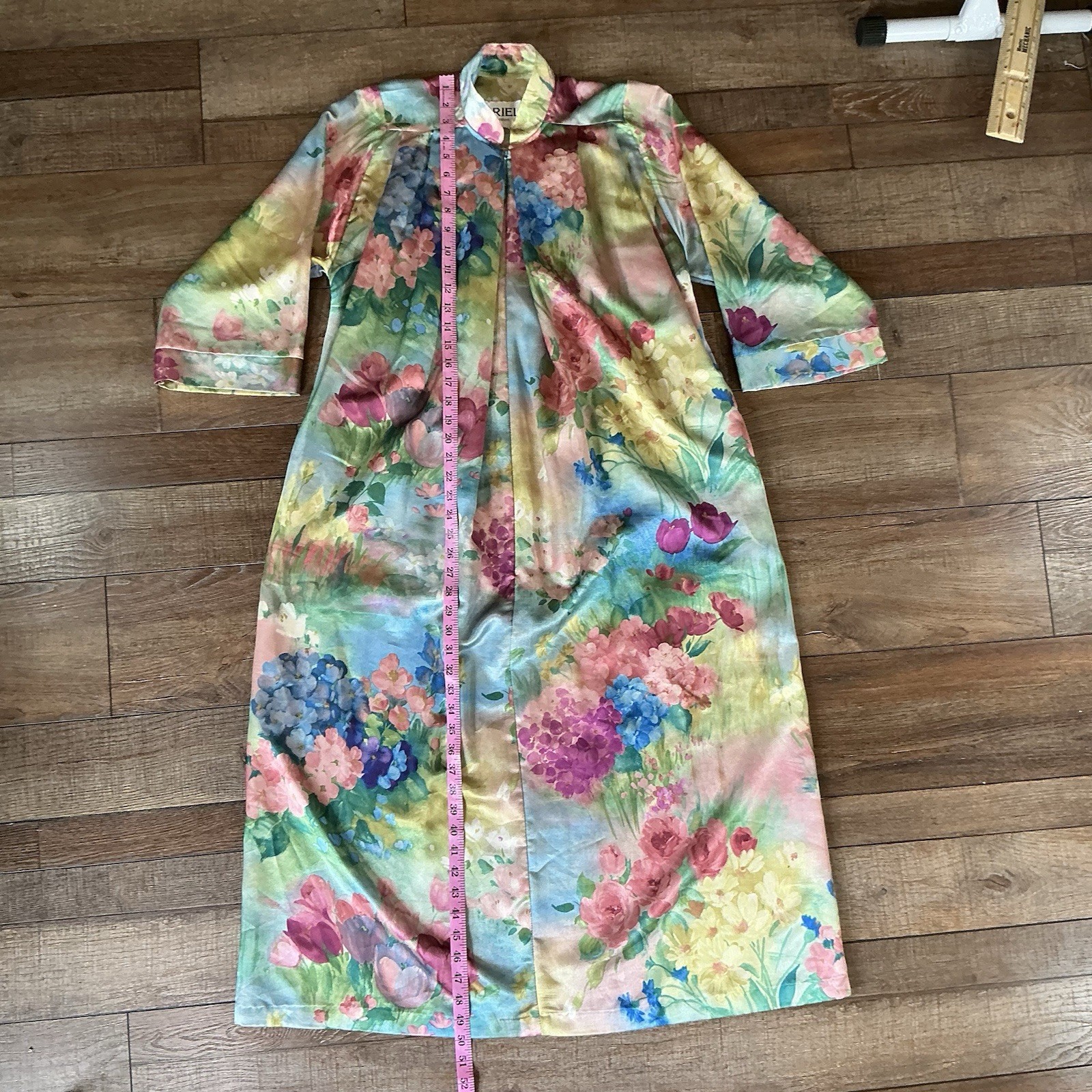 VTG Ariel Petites Floral Zip Robe Women’s Size M 100% Polyester USA Made #201113