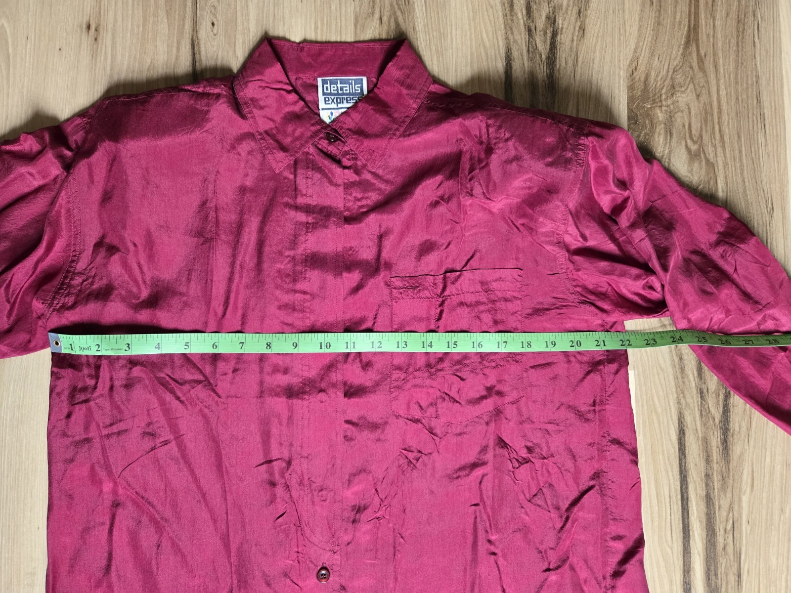 Details Express Eomens Vintage/Deep Red/sizeM/silk/Button Up/shitBlouse/Poket