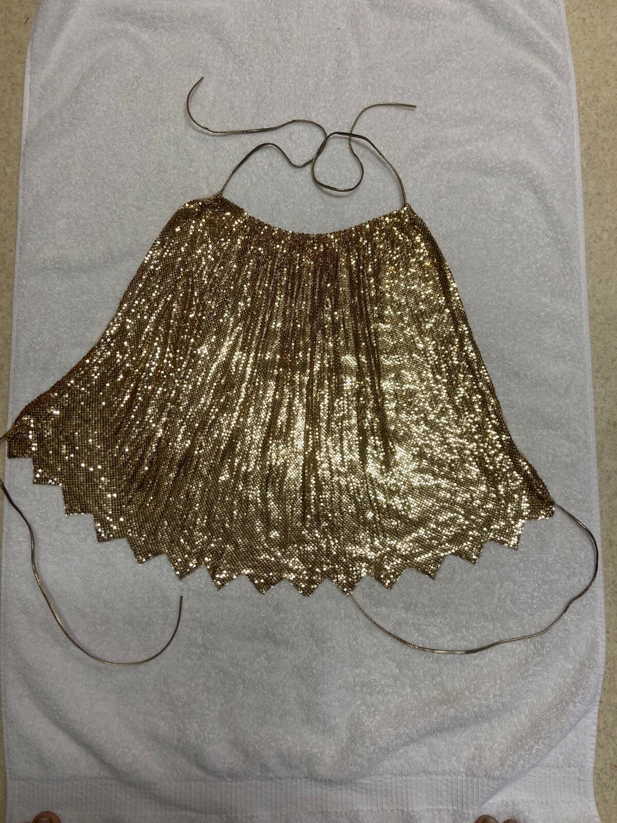 vintage 70’s whiting & davis gold chain mail metal mesh halter top for clubbing