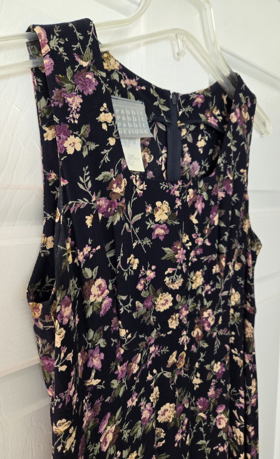 Vtg Rabbit Designs Purple Floral Maxi Dress Grunge Goth Boho Sz 4 Petite