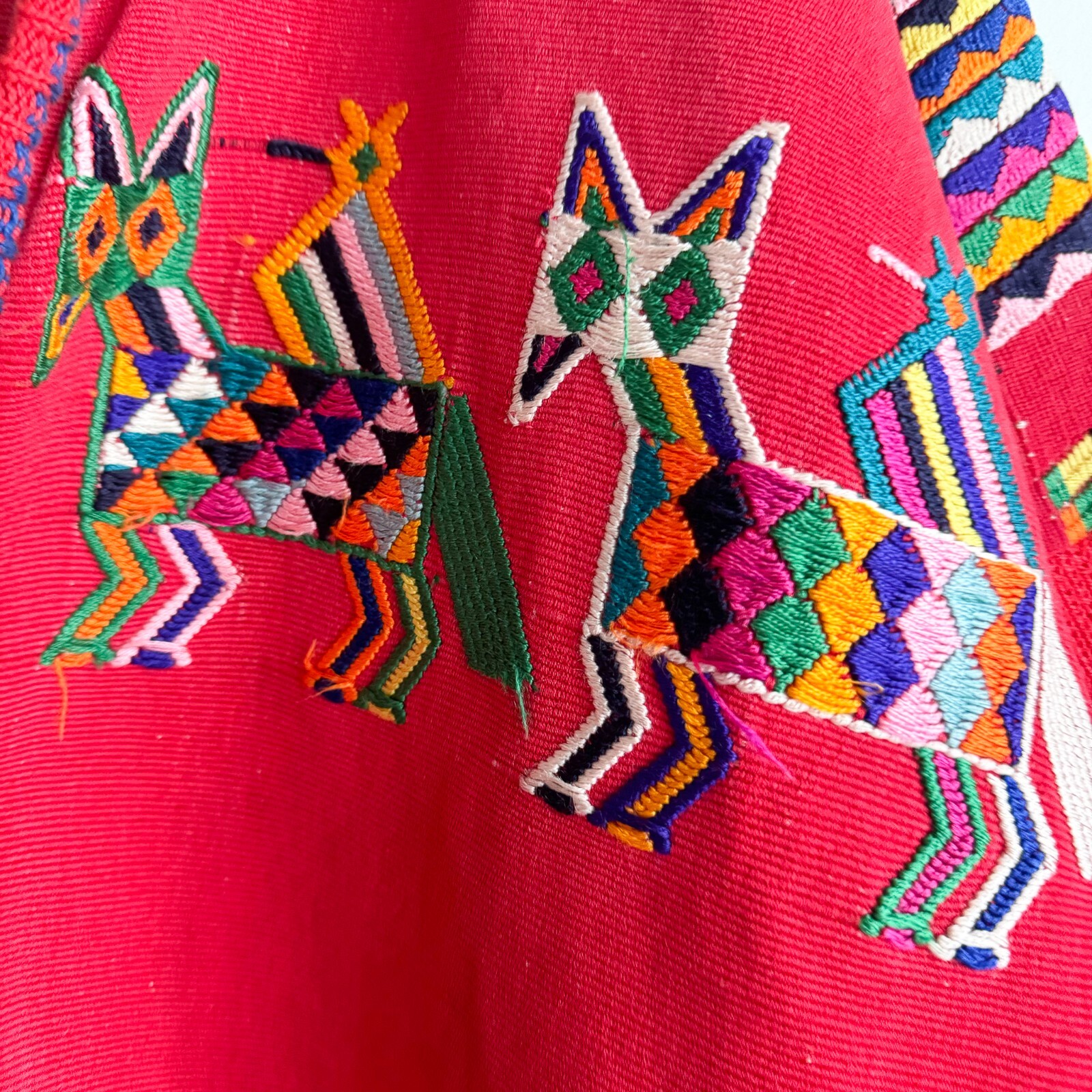 Vintage 1970s Embroidered Bomber Jacket Artesian Folk Art Tribal L/XL