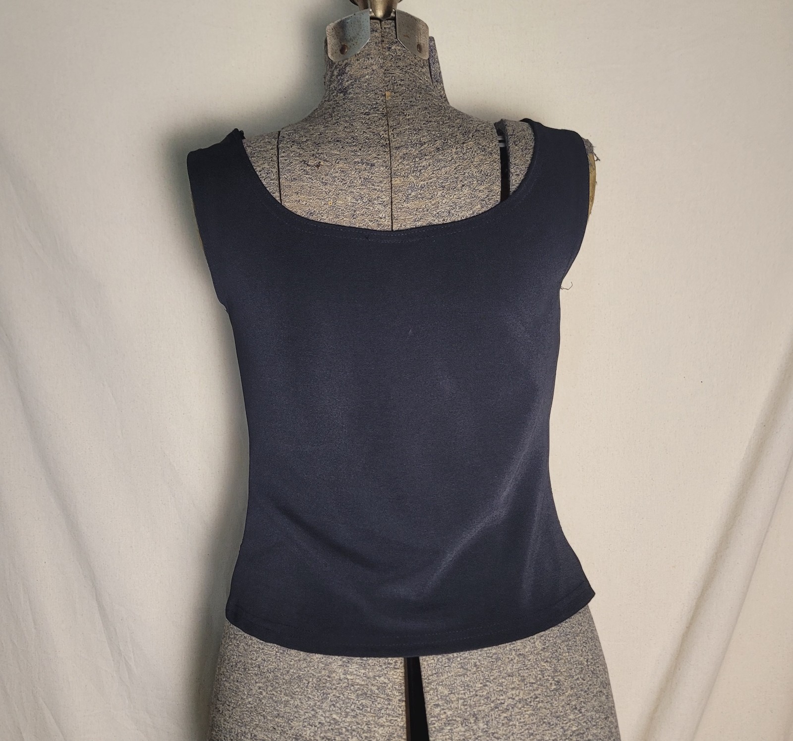 Vintage 80s 90s J.B.S Black Beaded Tank Top S/M Blouse Going Out Gorhic