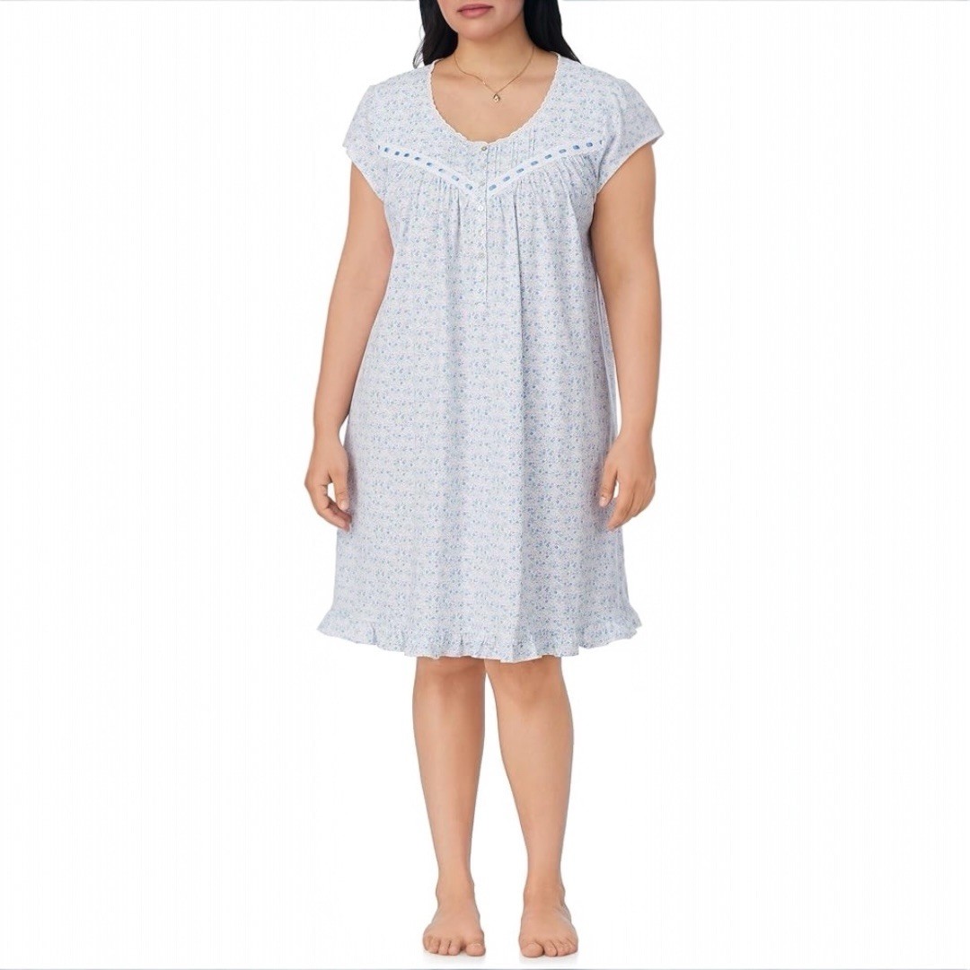 Eileen West Floral Nightgown with Lace Trim size medium dainty shabby chic
