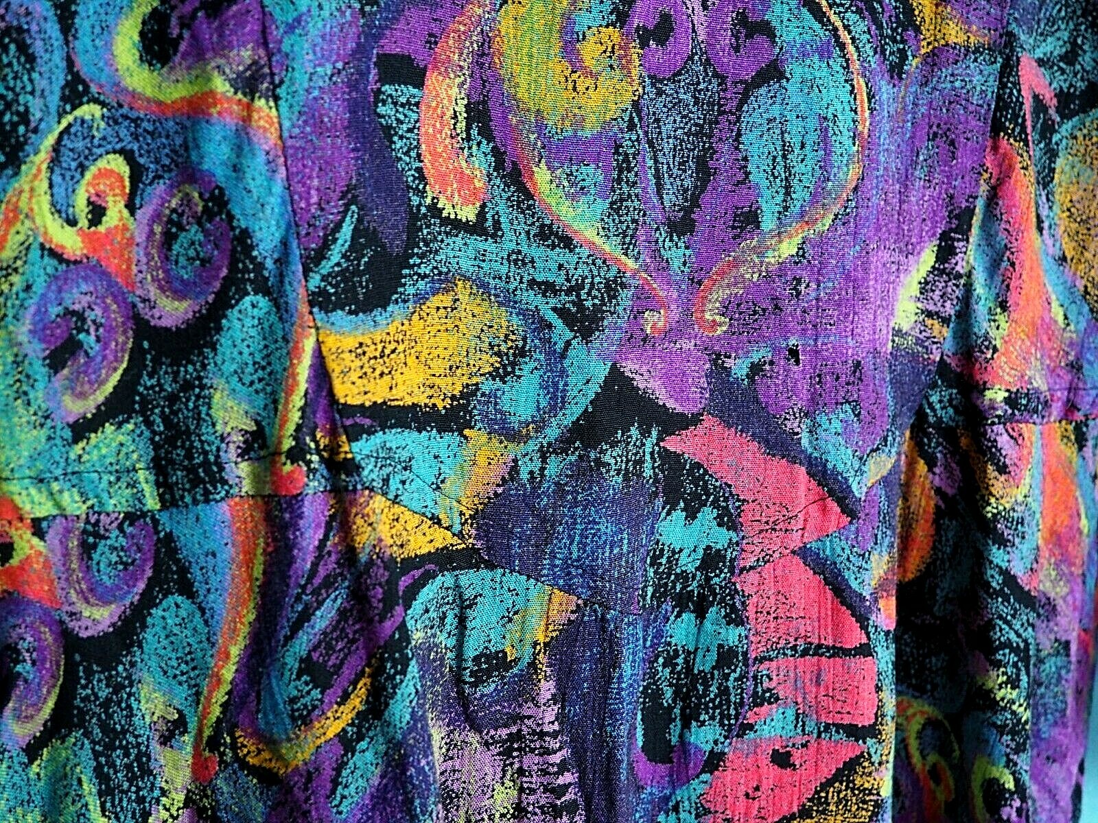 VTG 80s/90s Rabbit Designs US Retro Multicolor Abstract Graphic Maxi Dress 12