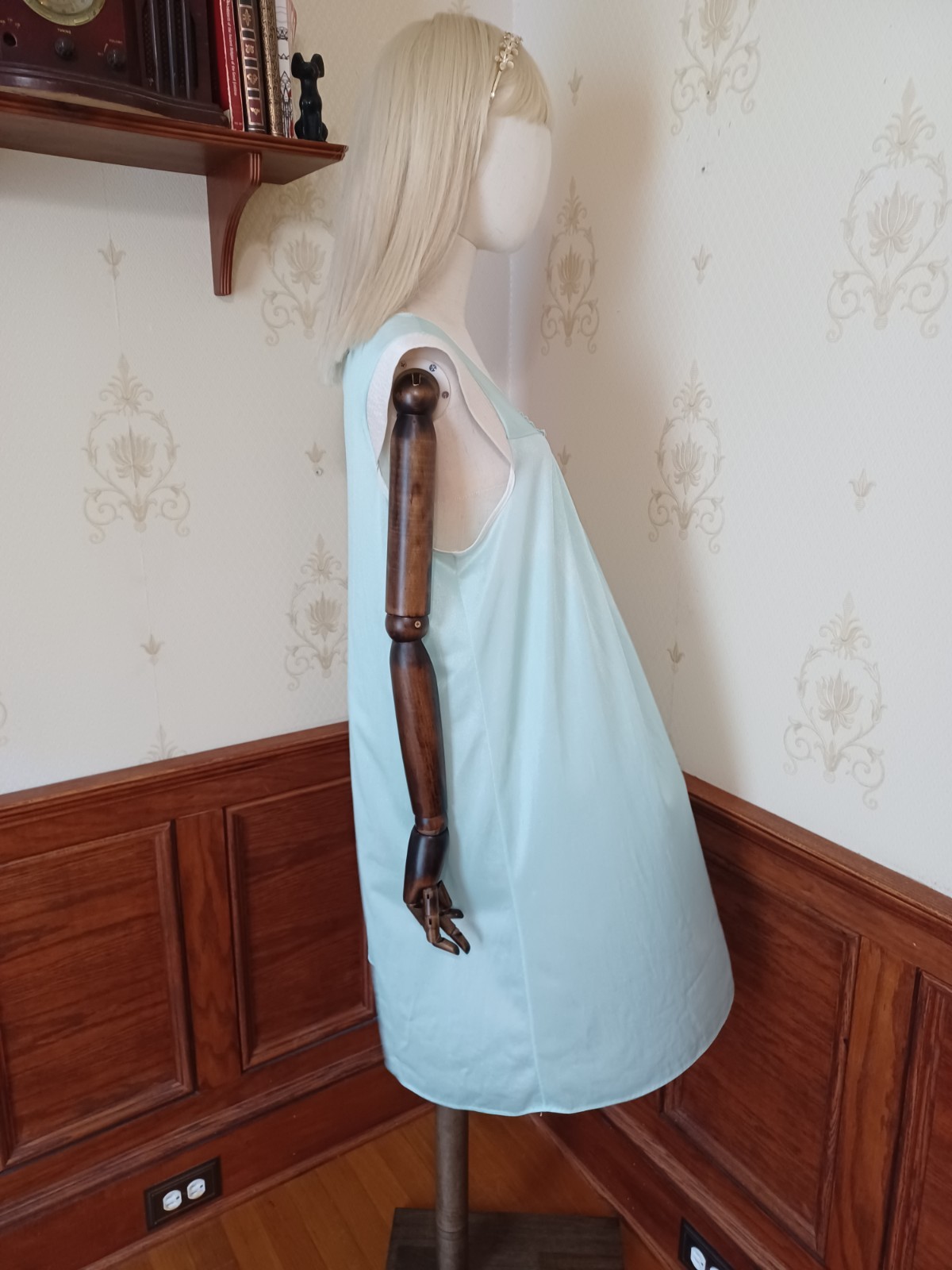 Vintage 1960s/70s Paramount Sea Green/Floral Fairy Cottagecore Lingerie Dress