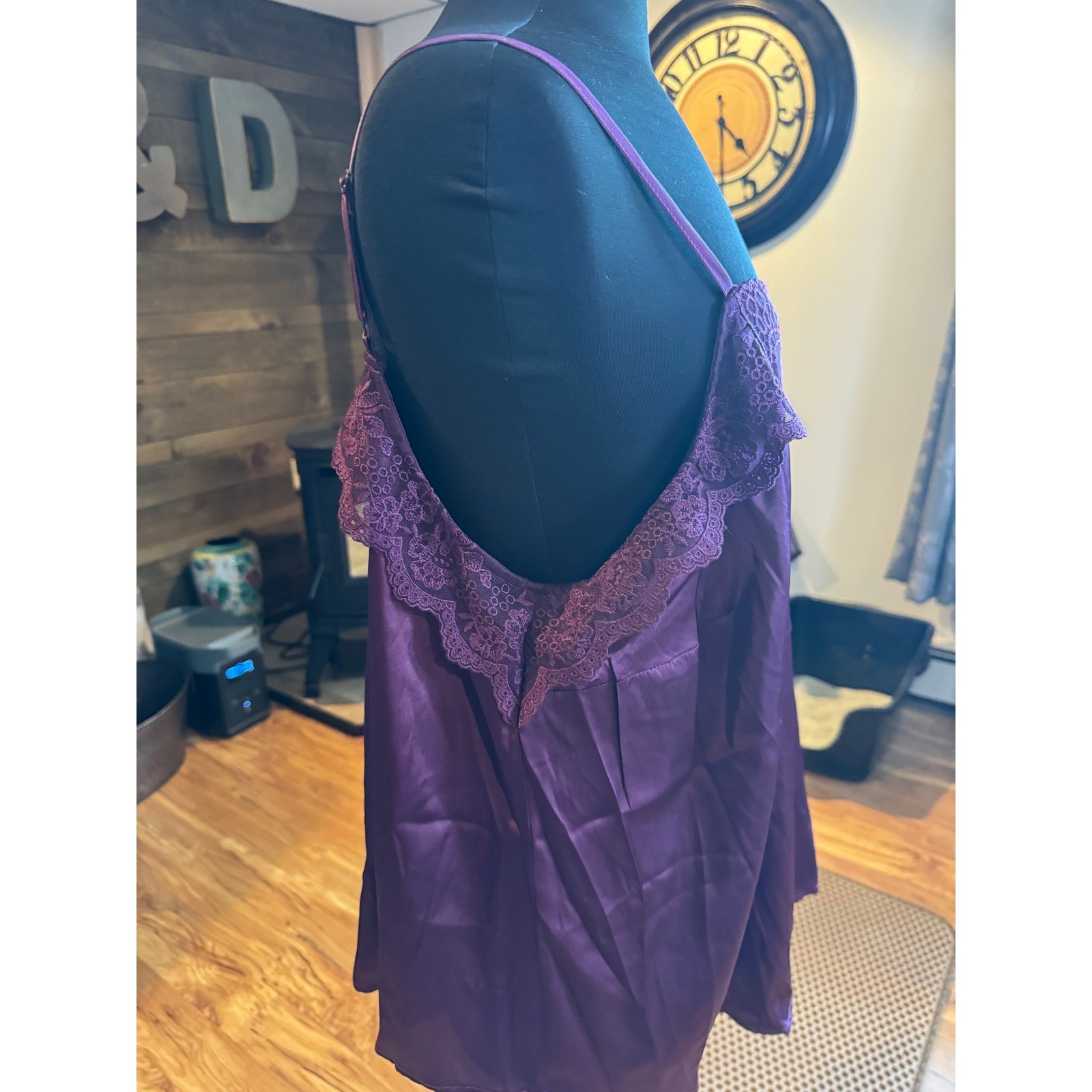 NWT Torrid Sophie Satin Lace Trim Cami Deep Plum Purple Size 0 Large