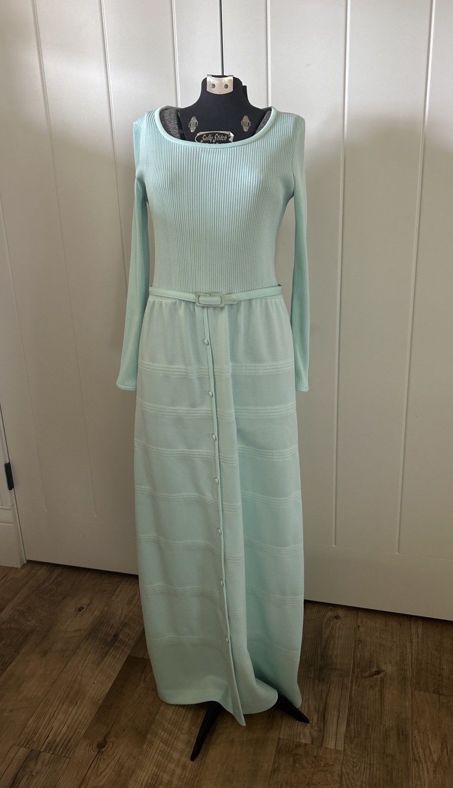Vintage 1970’s Ayres Unlimited Turquoise Blue Maxi Dress Vtg Size 14