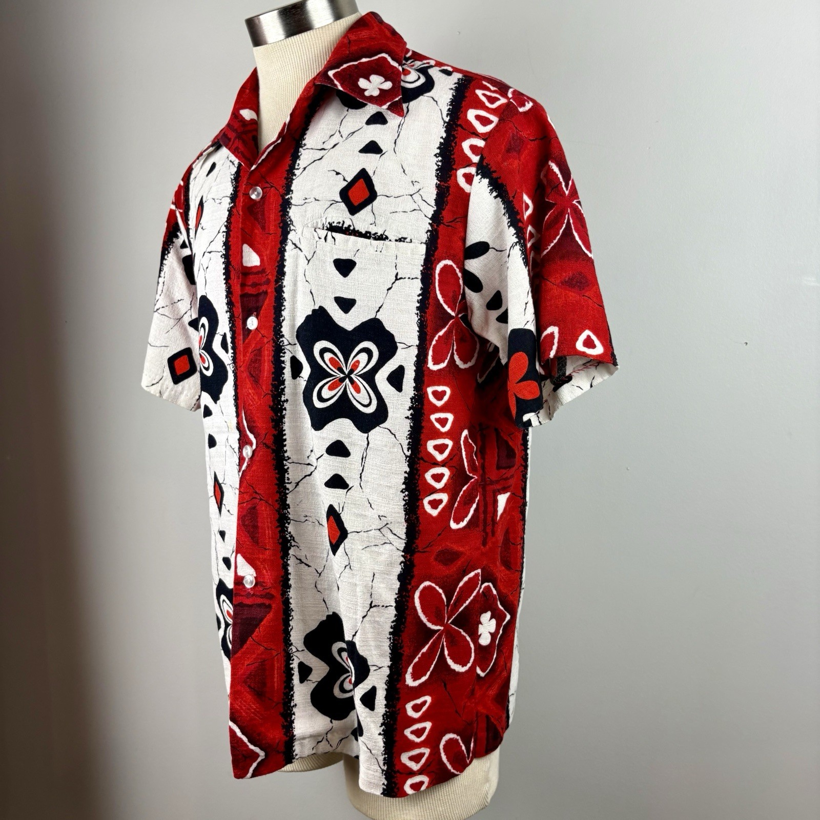 VTG Waltah Clarke Hawaiian Barkcloth Shirt / Dress Honeymoon Wedding set MCM
