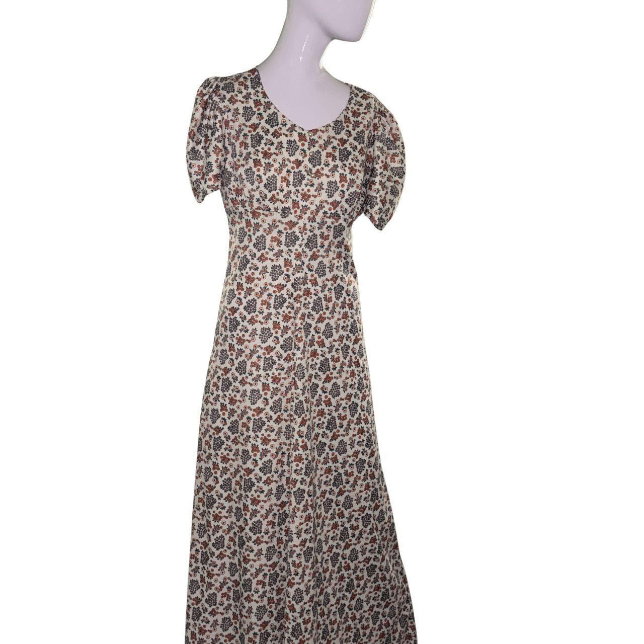 Vintage 70s Floral Polyester Maxi Dress