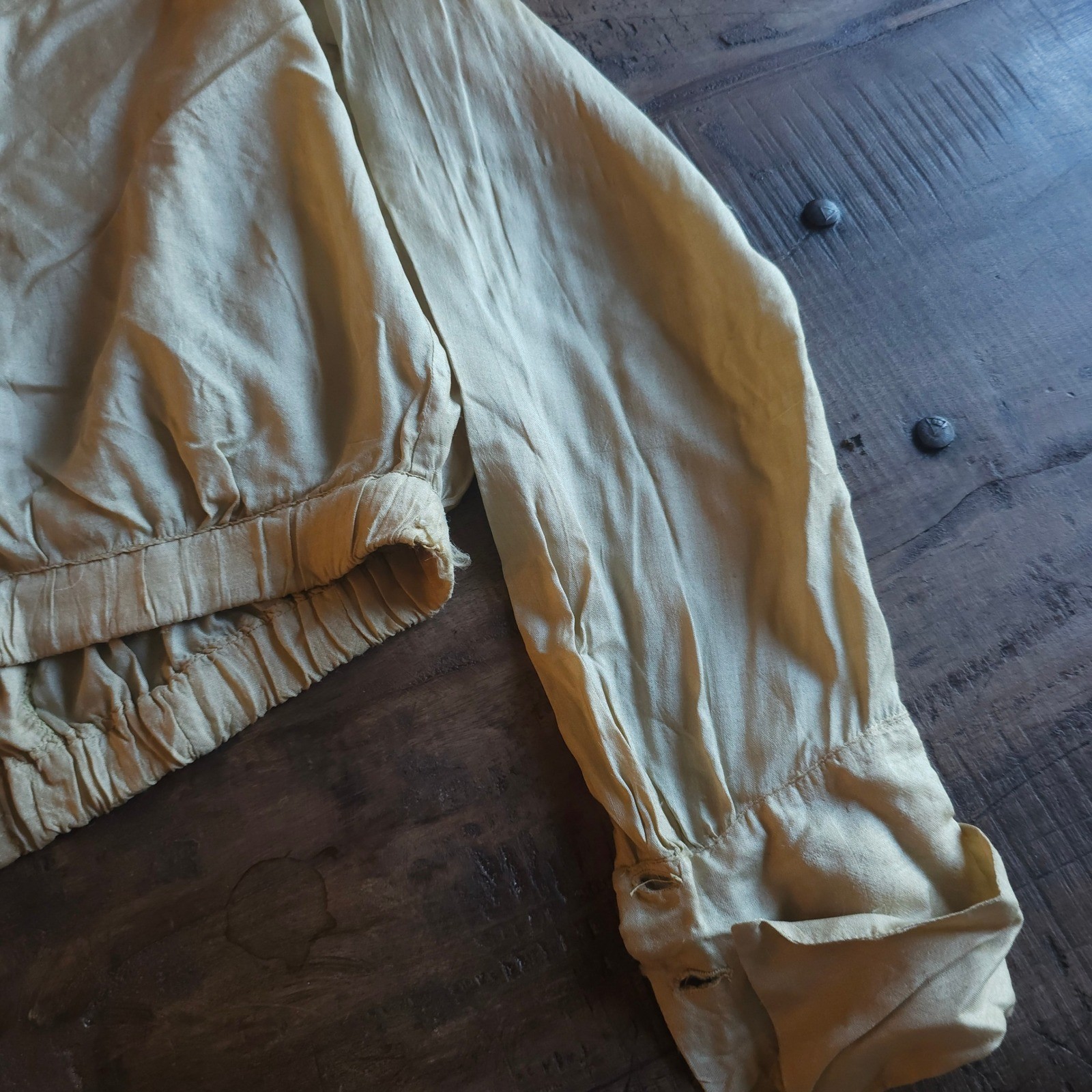 Antique Edwardian 1910s Victorian Blouse Cream Pyramid MOP Button Shirt Waist