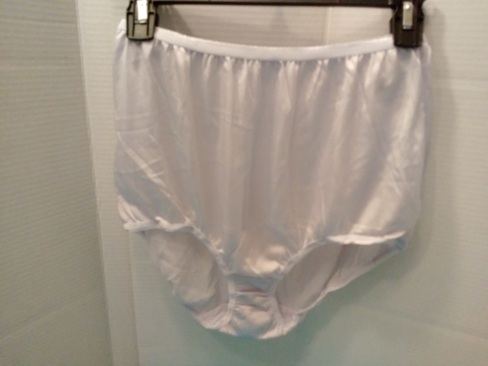 Panties Granny Silky Satiny 100% Nylon Brief 8 Pale Lilac Underscore Knicker