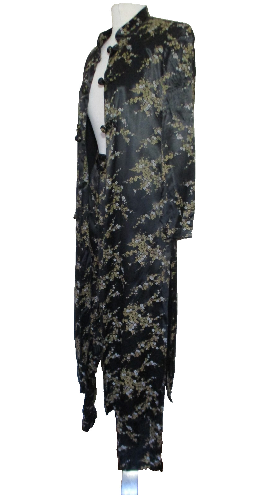 Vintage Design Todays Chinese Cheongsam Maxi Coat Pant Set Outfit Women S Satin