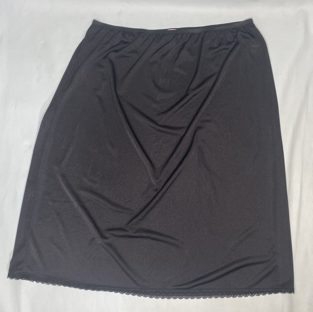 Half Slip 26/28 2X PLUS WOMENS black nylon long length modest 32″ COMFORT CHOICE