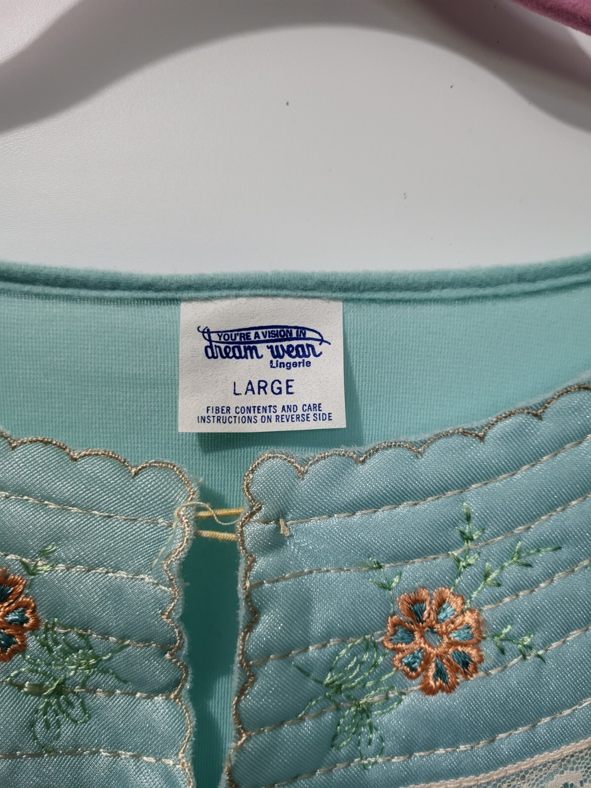 Vintage Dream Wear Nightgown Lingerie Modest Large Aqua Blue 70s USA W Tag