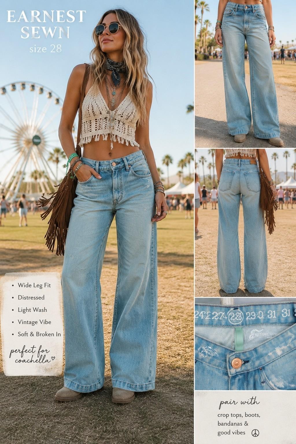 Earnest Sewn Gemma 178 Flare Bootcut Flare jeans Denim Pants W 30x inseam 35
