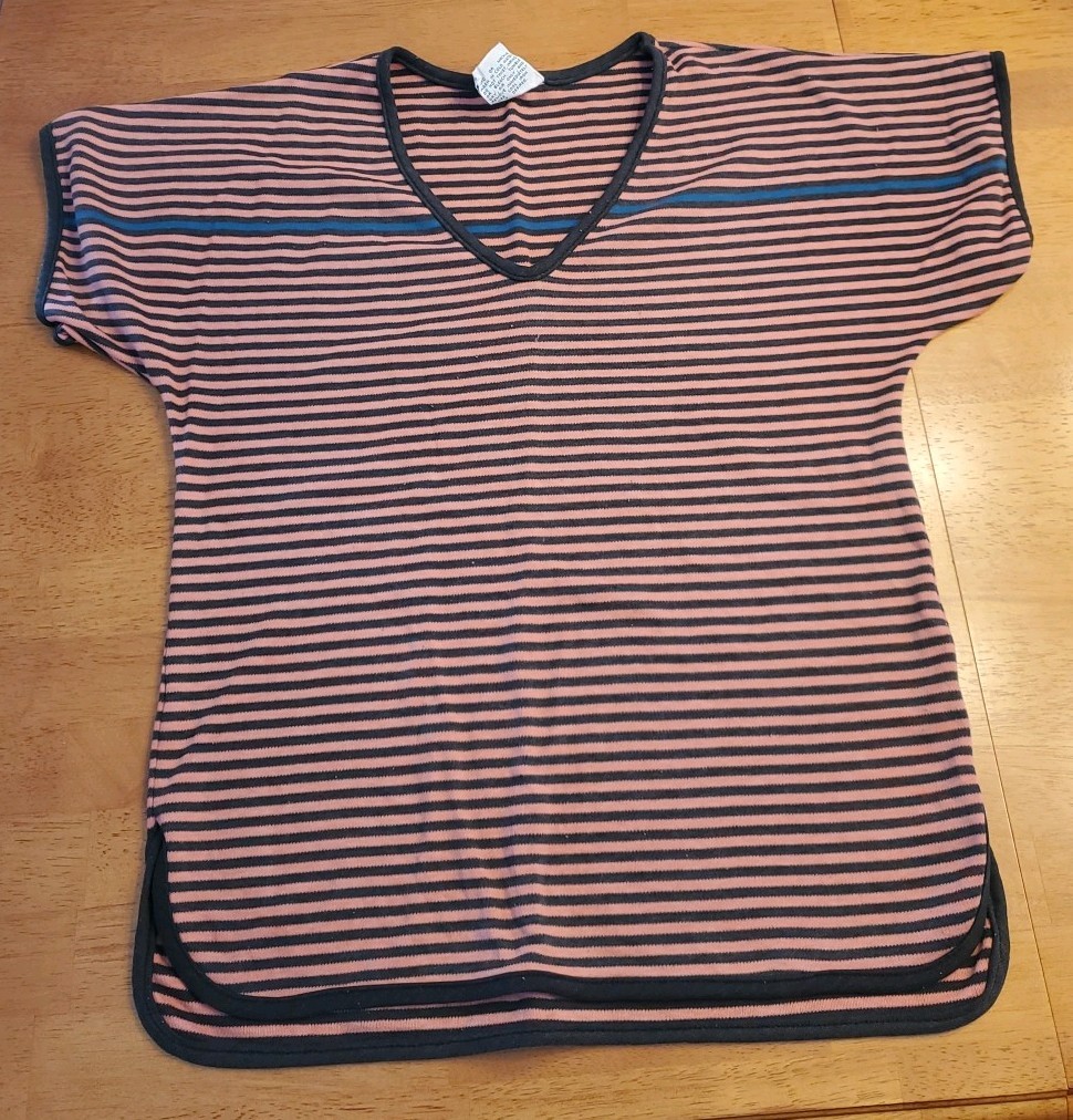 Vintage 70s Retro Coast HWY Catalina T-shirt Pink & Black Stripped
