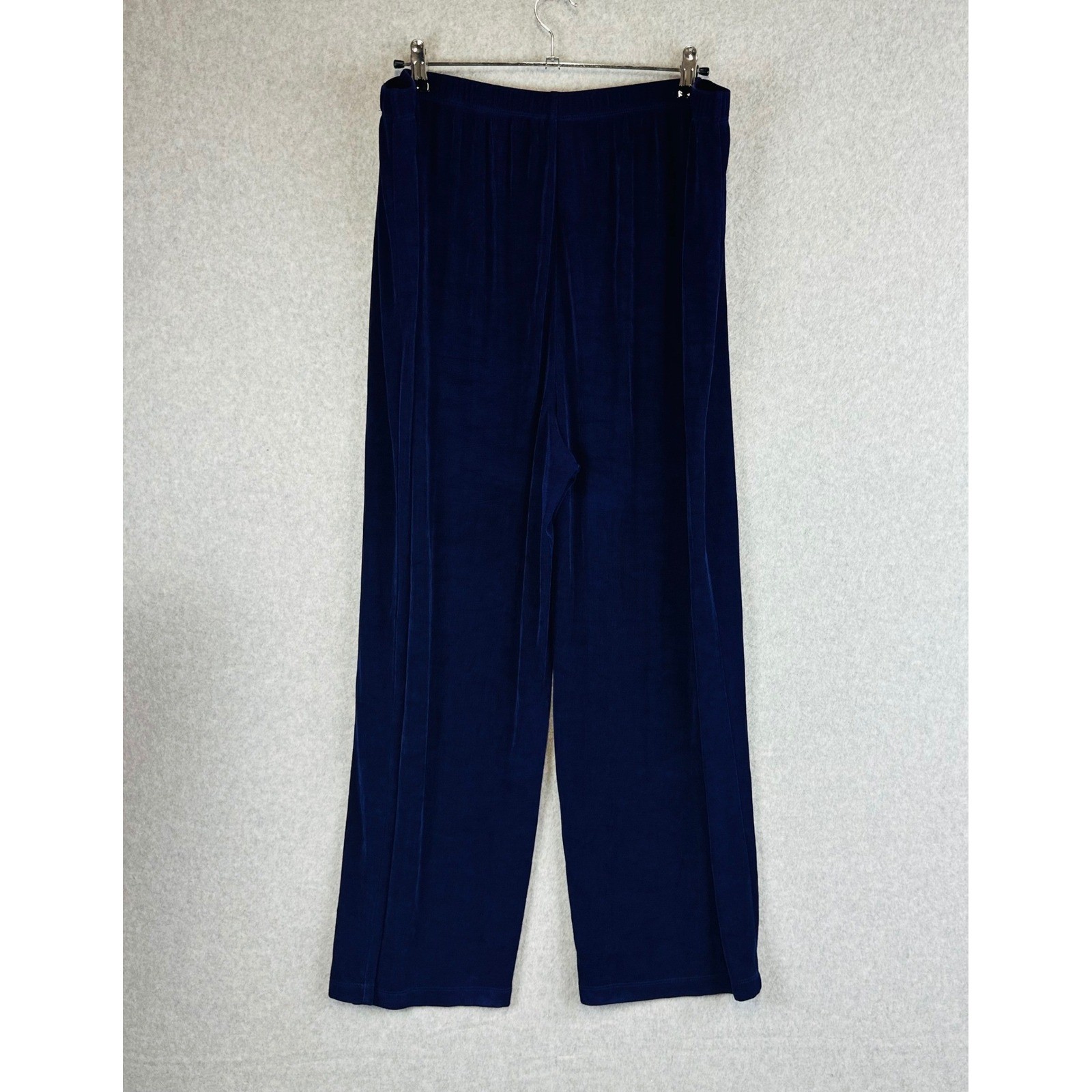 Vikki Vi Womans 3X Petite Wide Leg Pants Pull On Stretch Purple Slinky Travel