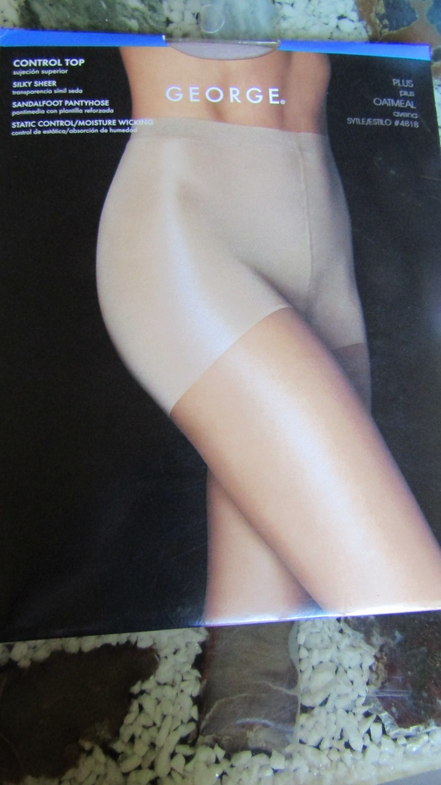 GEORGE Vintage OATMEAL Nylon Control Top PANTYHOSE – 150 to 200 lbs- Size PLUS