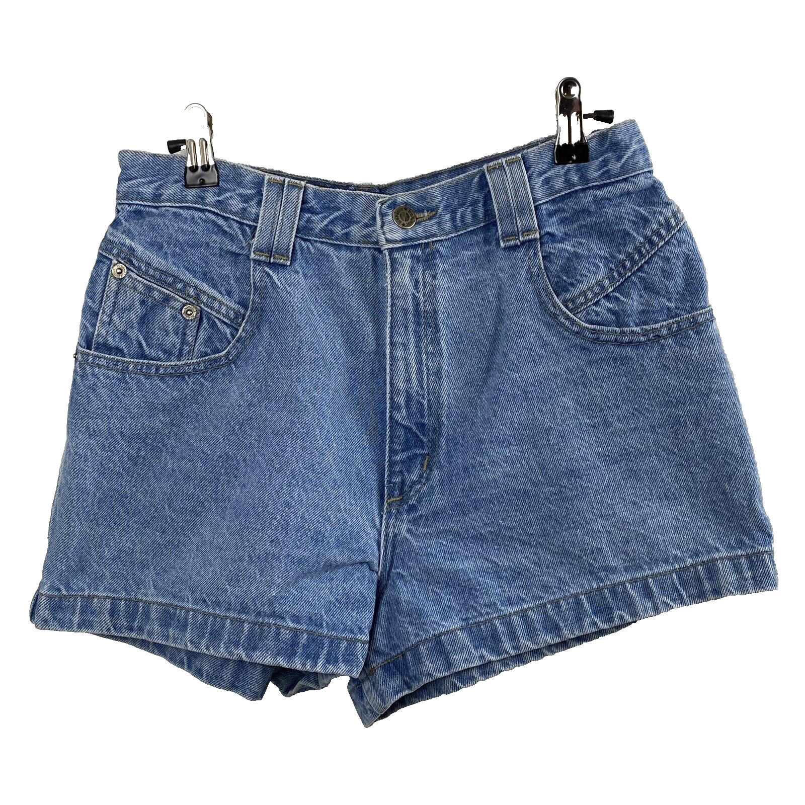 Vintage Bonjour Womens Denim Mom Jean Shorts Juniors 13 Distressed Blue Hi Rise