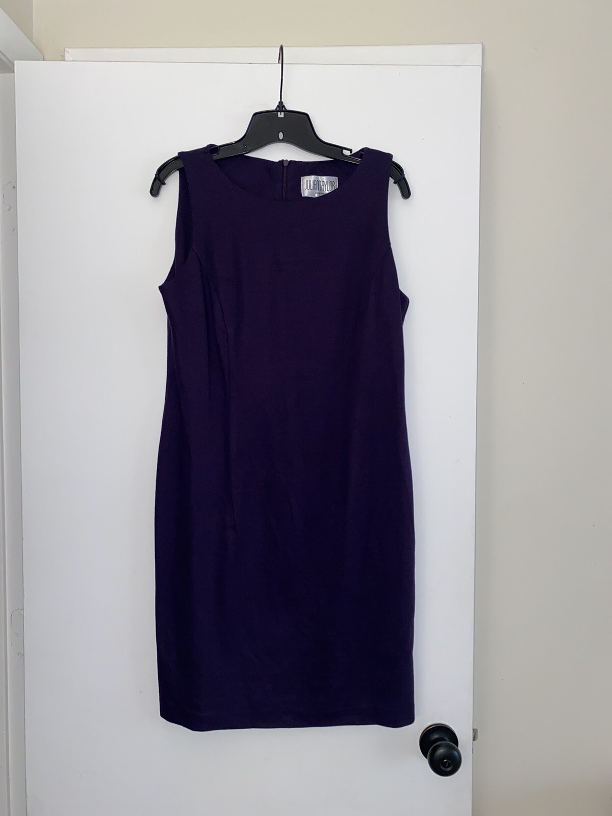 Julian Taylor Ruffle Collar Purple Ponte Knit Longline Jacket & Sheath Dress, 12