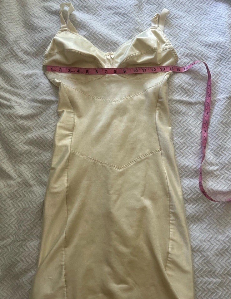 Crown-ette Vintage Ivory Shapewear Girdle Bra Slip Off Mid Length 38DD