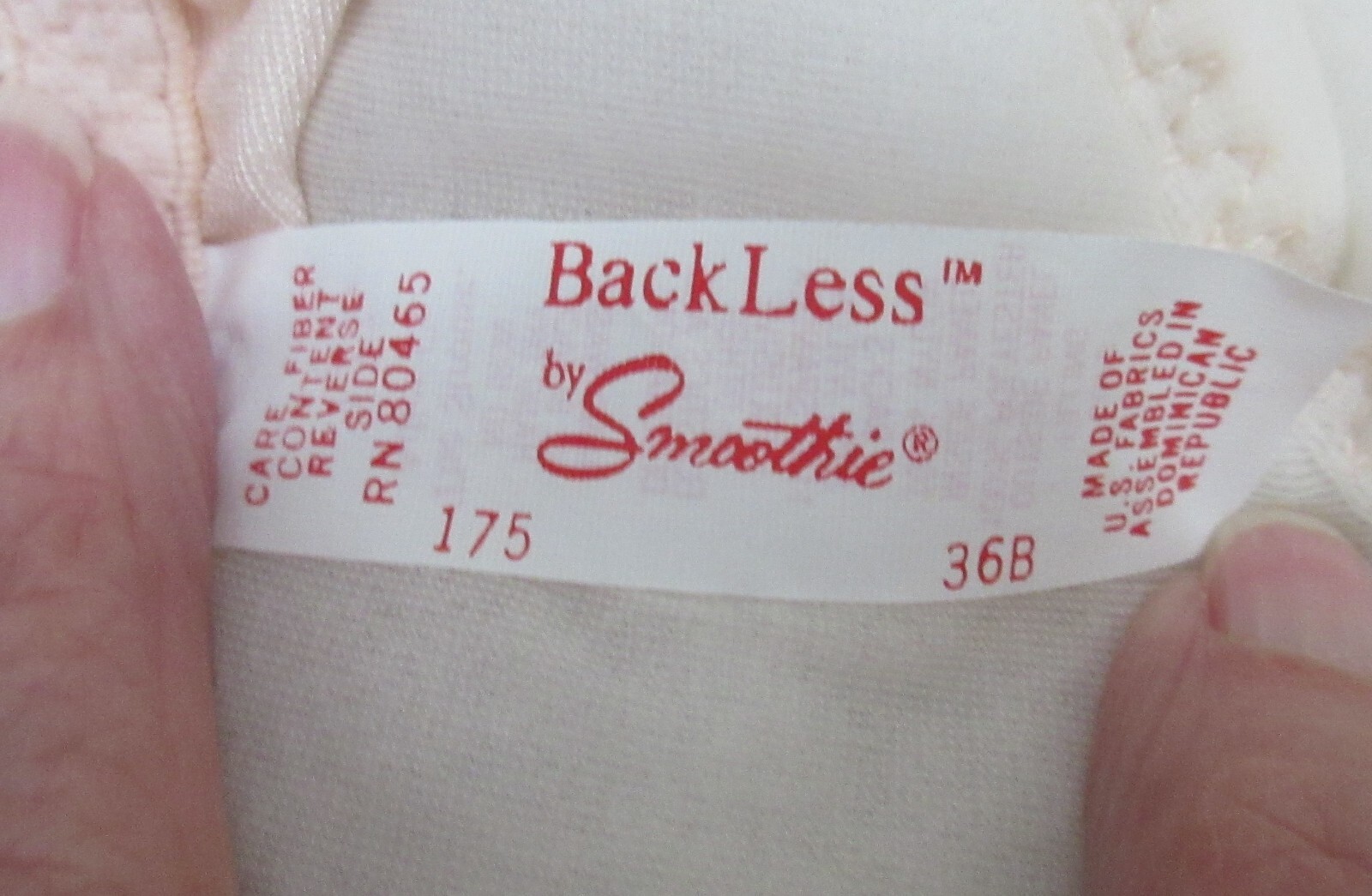 80’s vtg BACKLESS by SMOOTHIE BLUSH UW multiway padded bra 36 B MINT
