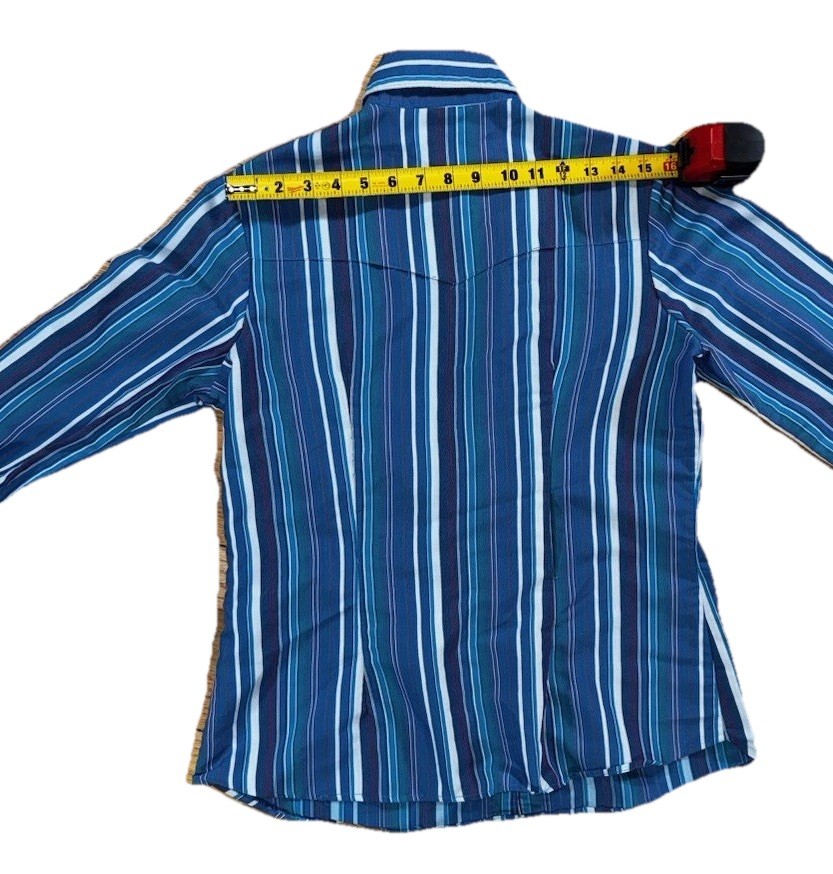 Prior Womens Med Vintage Imperial Westerns Rockabilly Blue Plaid Cowgirl Shirt