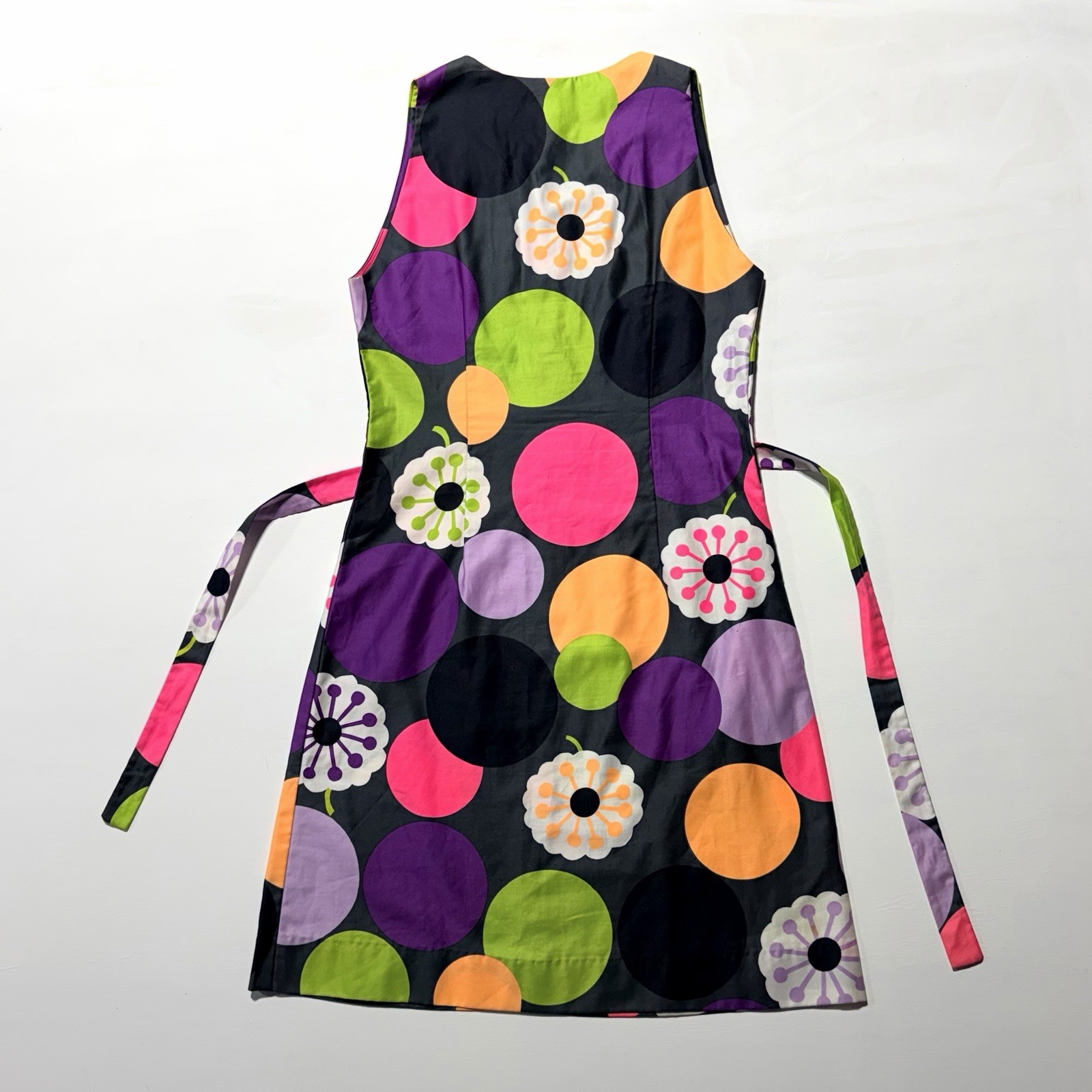 Vtg 1960s Alice of California Mod Shift Dress Psychedelic Flower Power Polka Dot