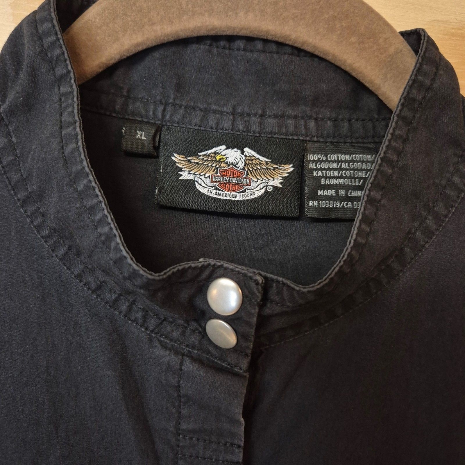 Harley-Davidson Women’s XL Black Button Up Shirt Vintage Motorcycle Utility