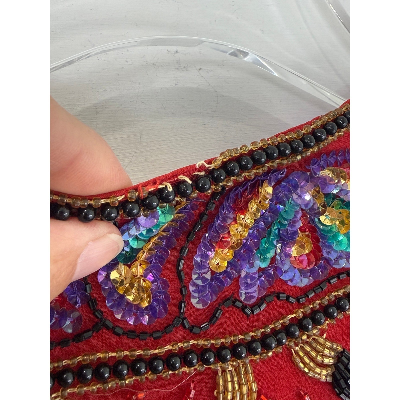 VINTAGE 80s Laurence Kazar Beaded Jacket Women M 100% Silk Sequin MAXIMALIST