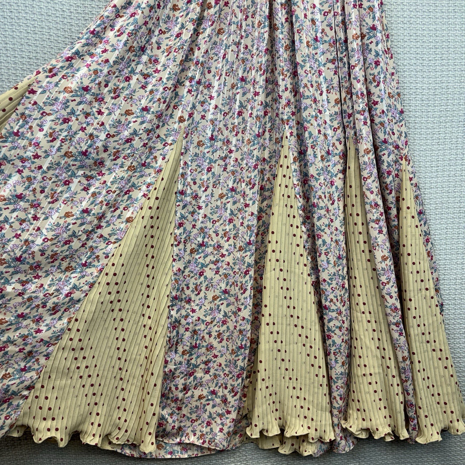 Vintage Lachine Boho Prairie Floral Midi Dress Small Pleated Ruffle Cottagecore