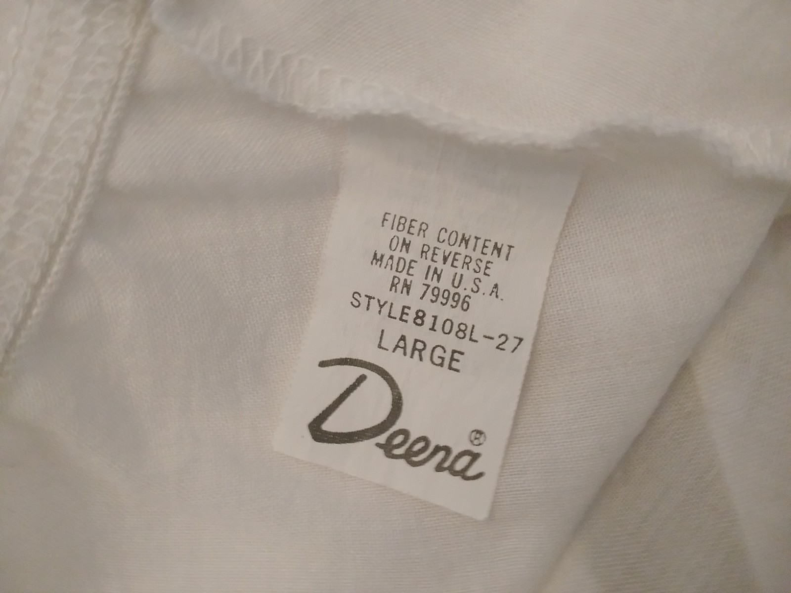Vintage Deena White Half SLIP Size Large Cotton Blend Made in USA