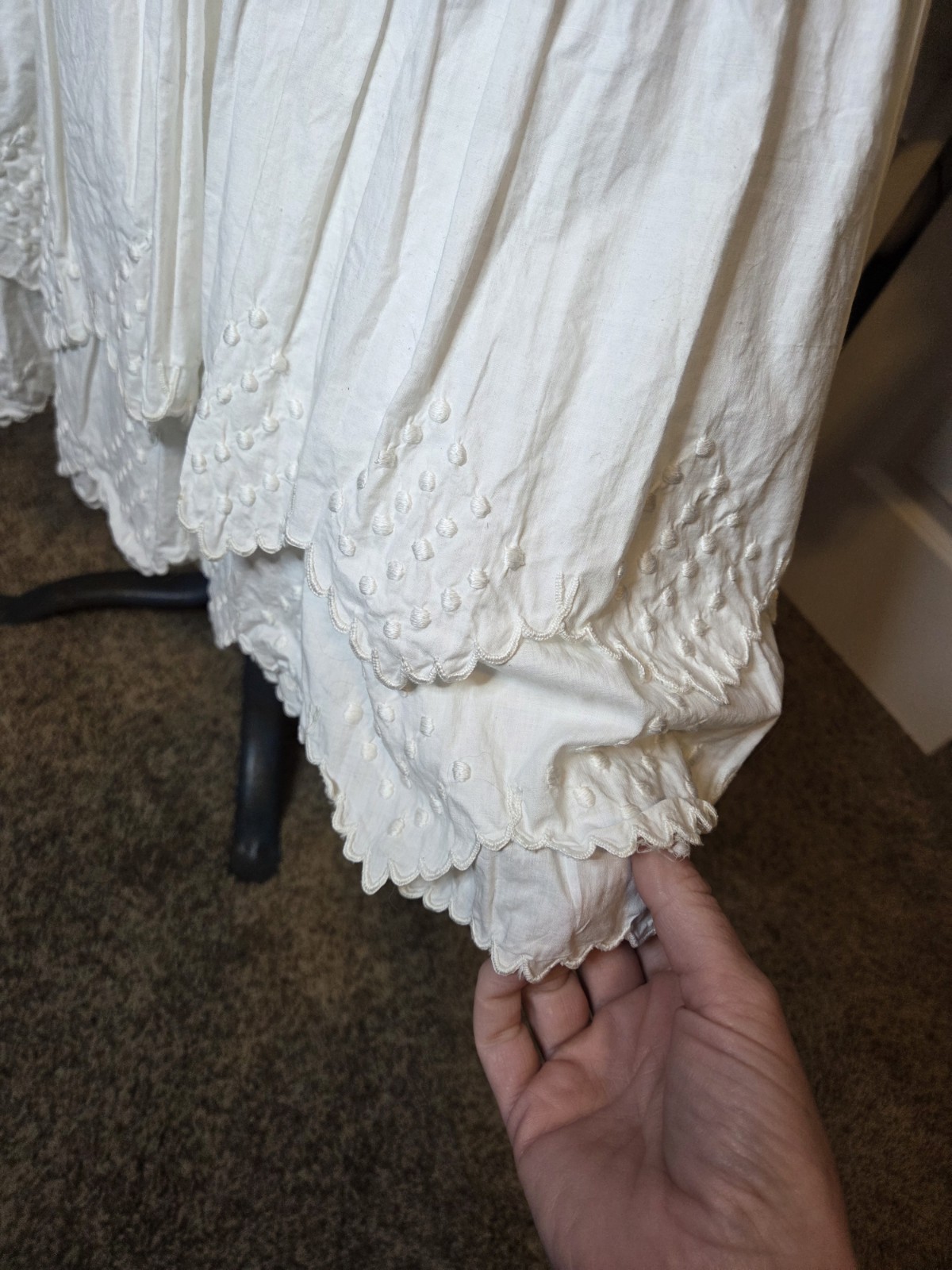 Victorian Embroidered 3 Flounce/Ruffle Petticoat