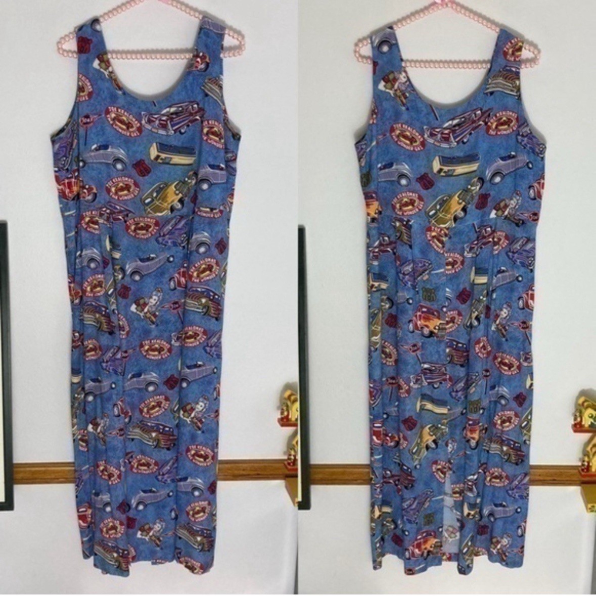 Joe Kealoha’s classic car Hawaiian blue print maxi dress size Medium