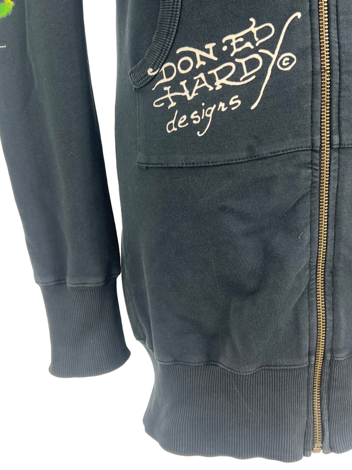 VTG Ed Hardy Christian Audigier Black Tattoo Graphic Zip Hoodie S | McBling Y2K