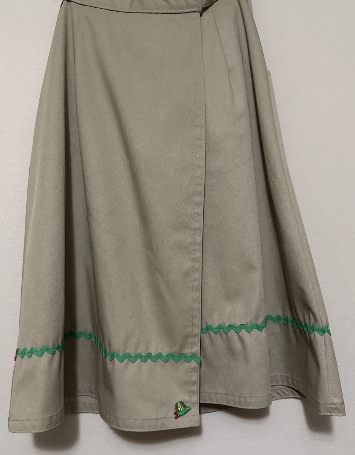 VTG Patchwork Lighthouse Skirt Khaki Cotton Wrap Threadneedle Womens Size S USA