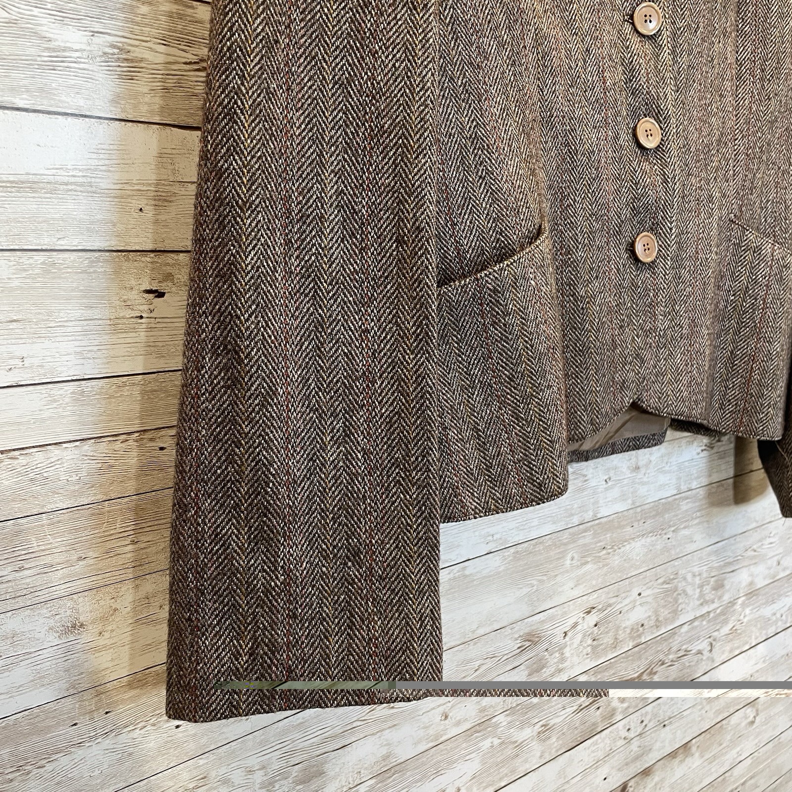 Vintage Peabody House Womens 13/14 Blazer Herringbone Brown Wool Blend Lined